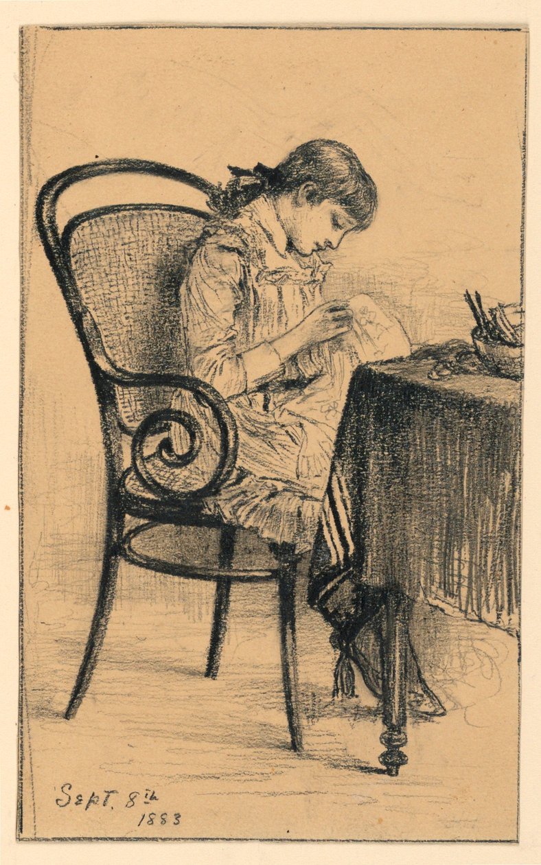 Disegno, Marian Sewing, 1883 da Mary A. Hallock Foote