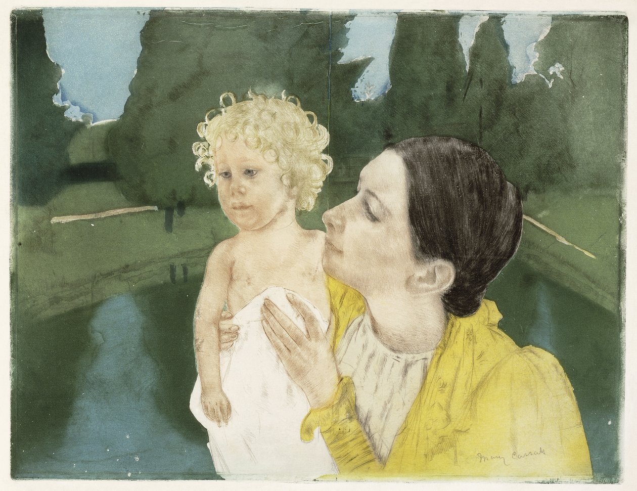 Vicino allo stagno, c.1898 da Mary Cassatt