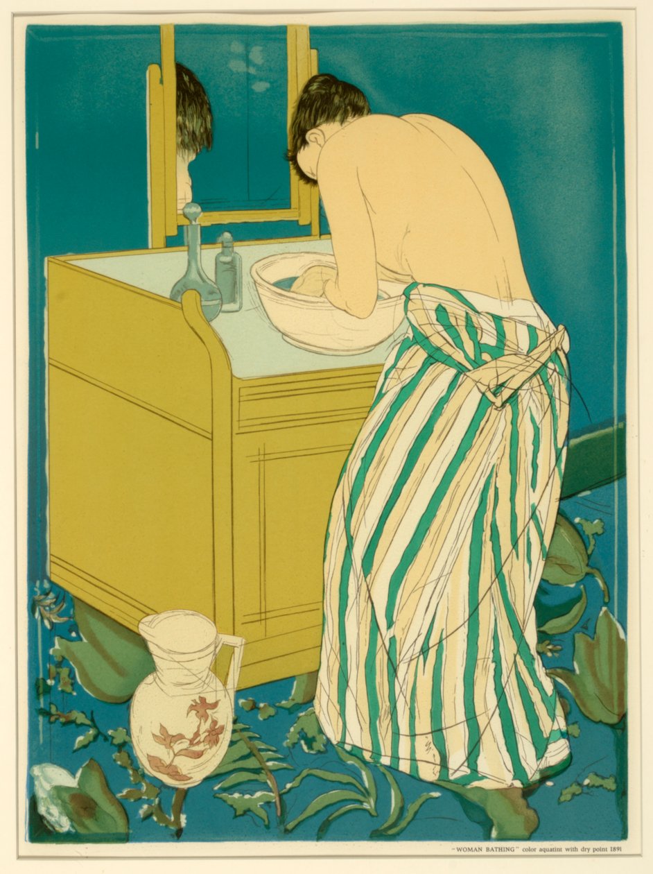 Donna che fa il bagno (poster) da Mary Cassatt