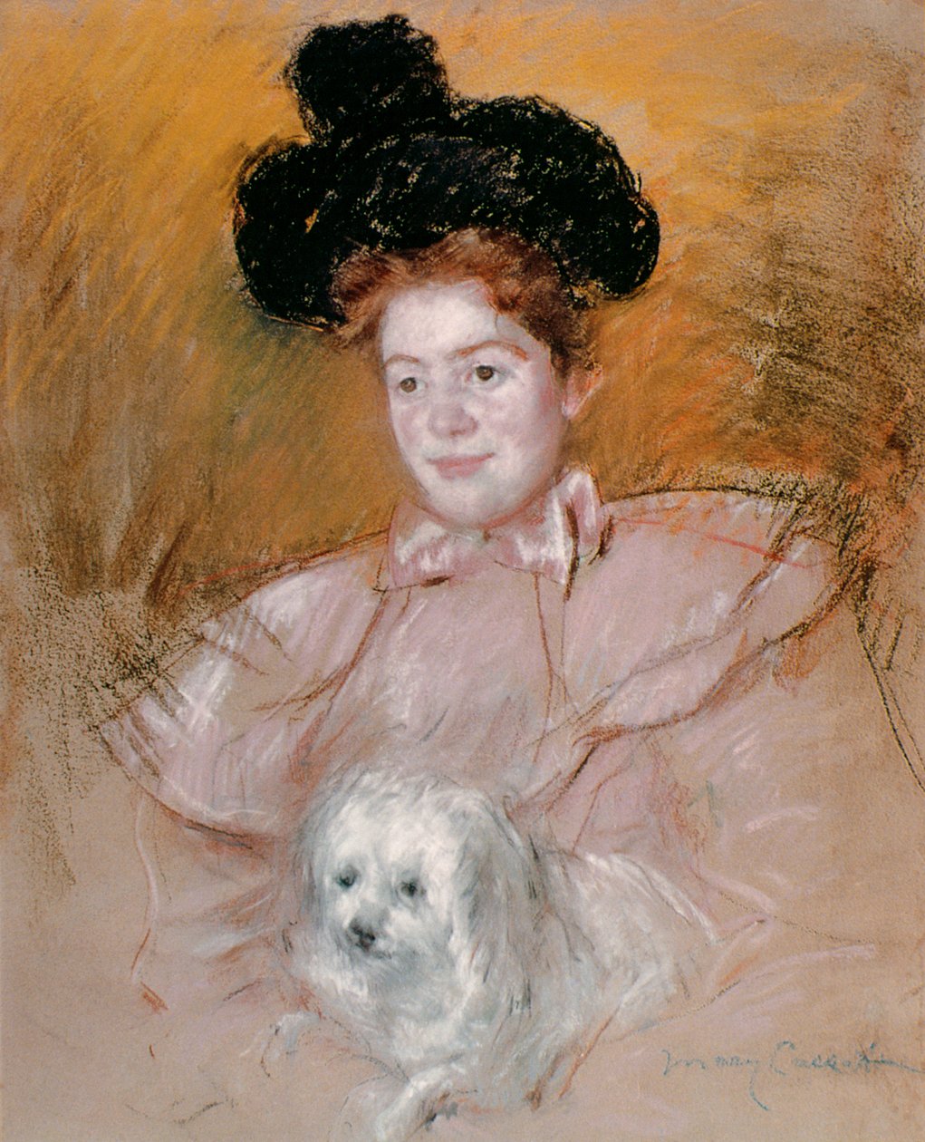 Donna che tiene un cane da Mary Cassatt