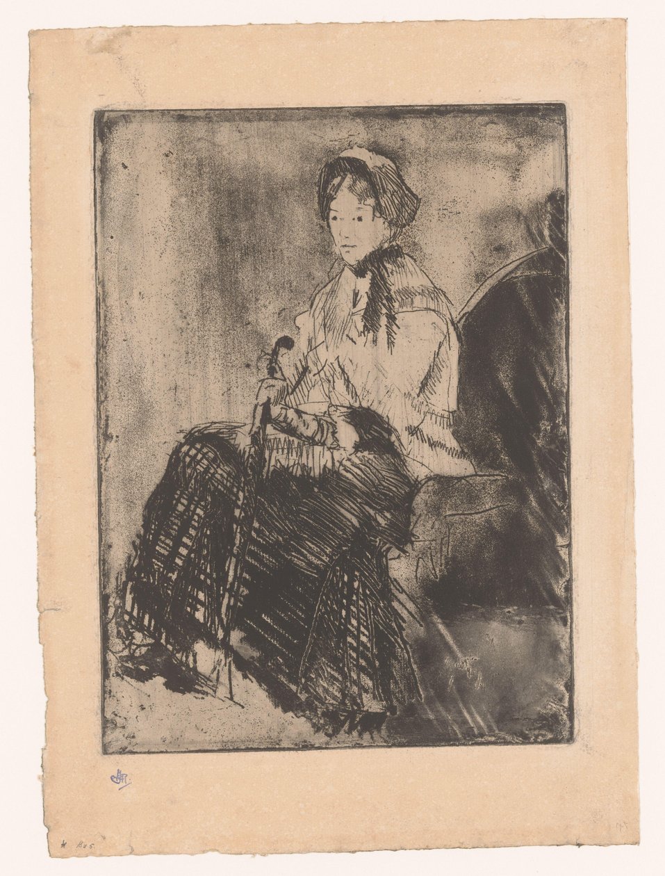 Donna seduta con ombrello da Mary Cassatt