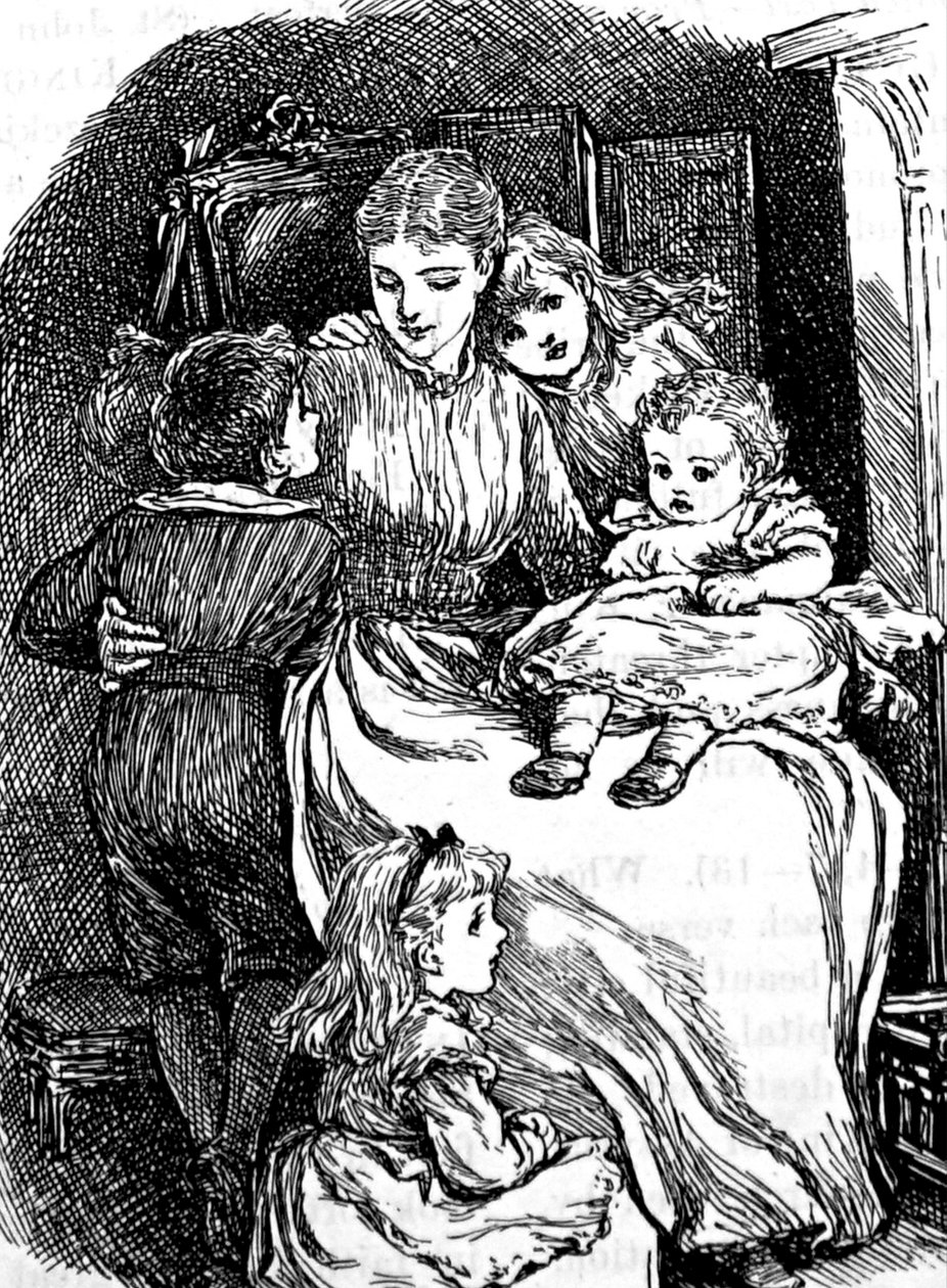 Una madre che coccola i suoi bambini da Mary Ellen Edwards