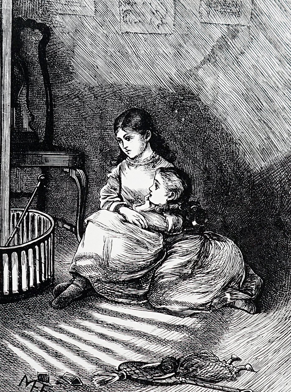 Bambini seduti accanto al focolare da Mary Ellen Edwards