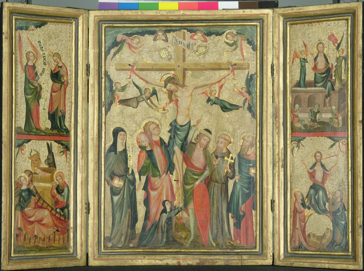 Trittico che raffigura la Crocifissione di Cristo, c.1350 da Master of Cologne