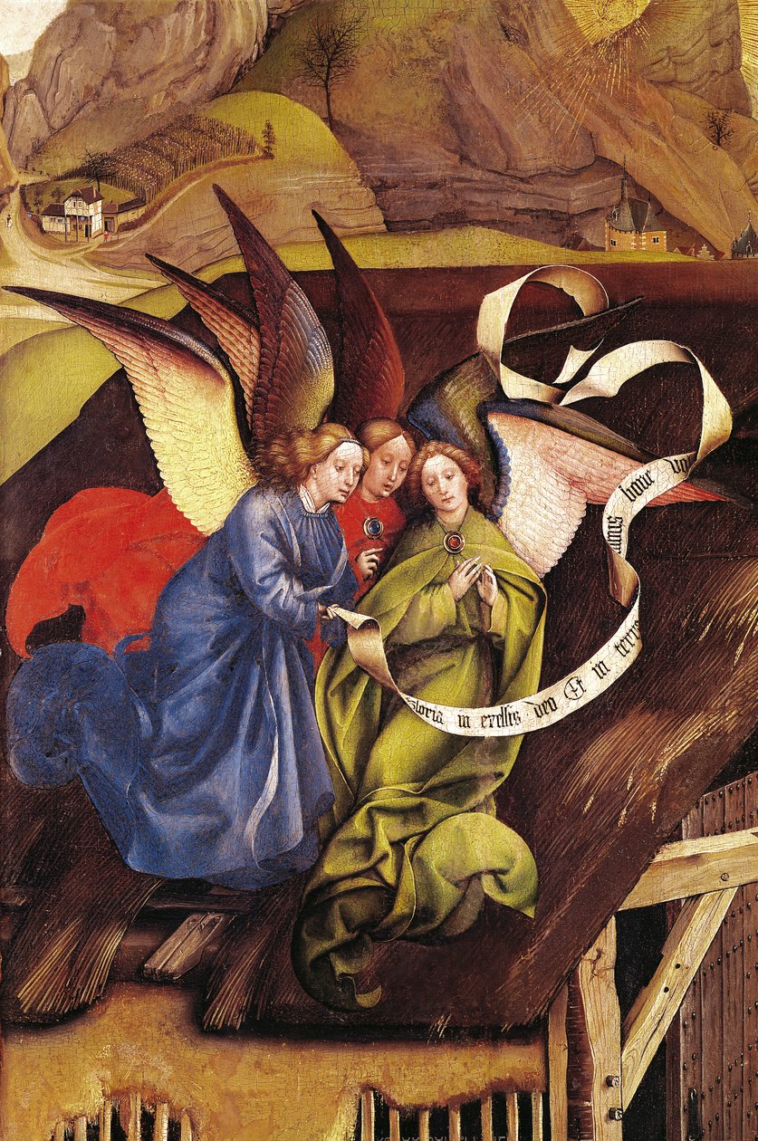 Natività, dettaglio di tre angeli, c.1425 (dettaglio) da Master of Flémalle