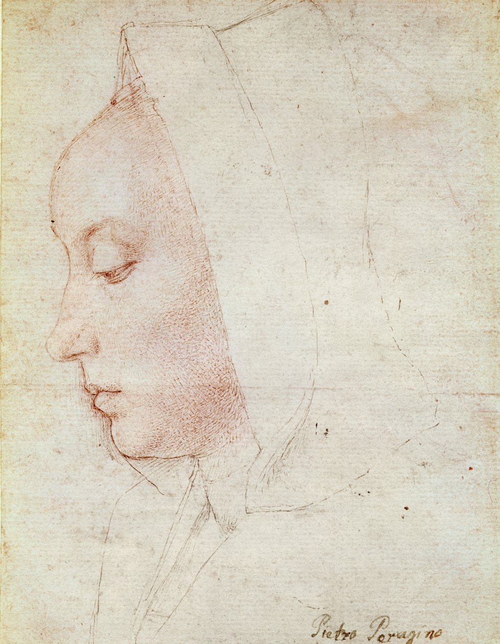 Profilo di una donna (penna e inchiostro marrone su carta) da Master of Moulins