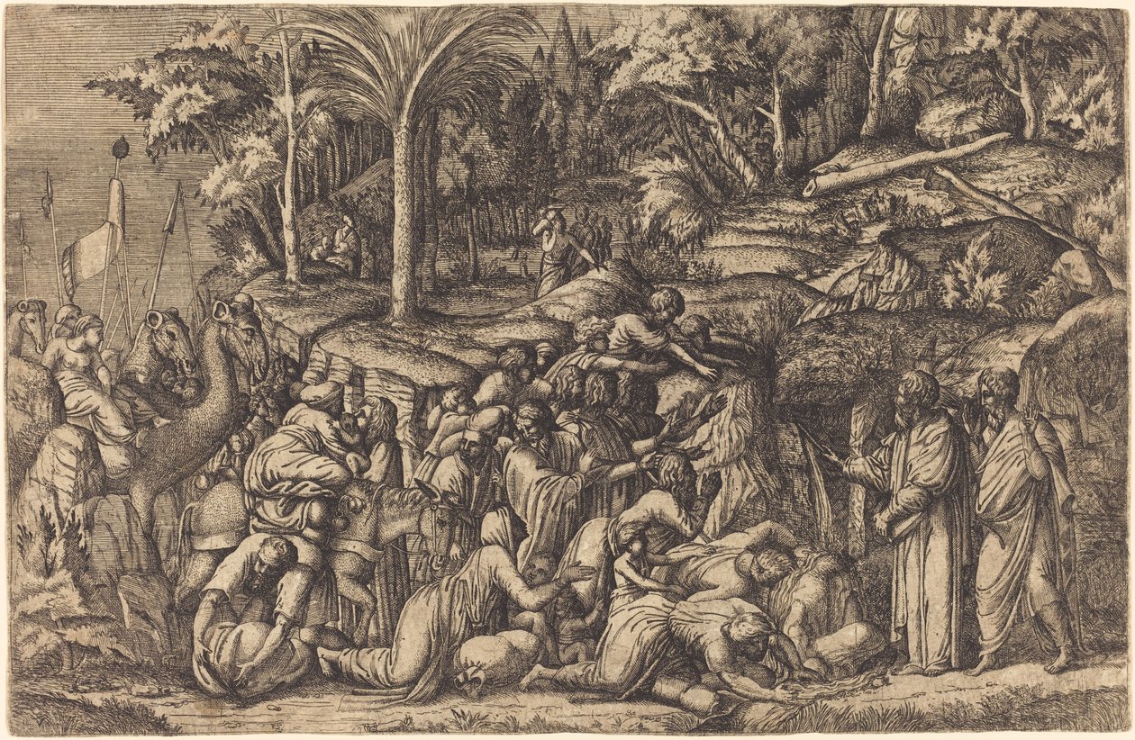 Mosè colpisce la roccia da Master IV after Francesco Primaticcio
