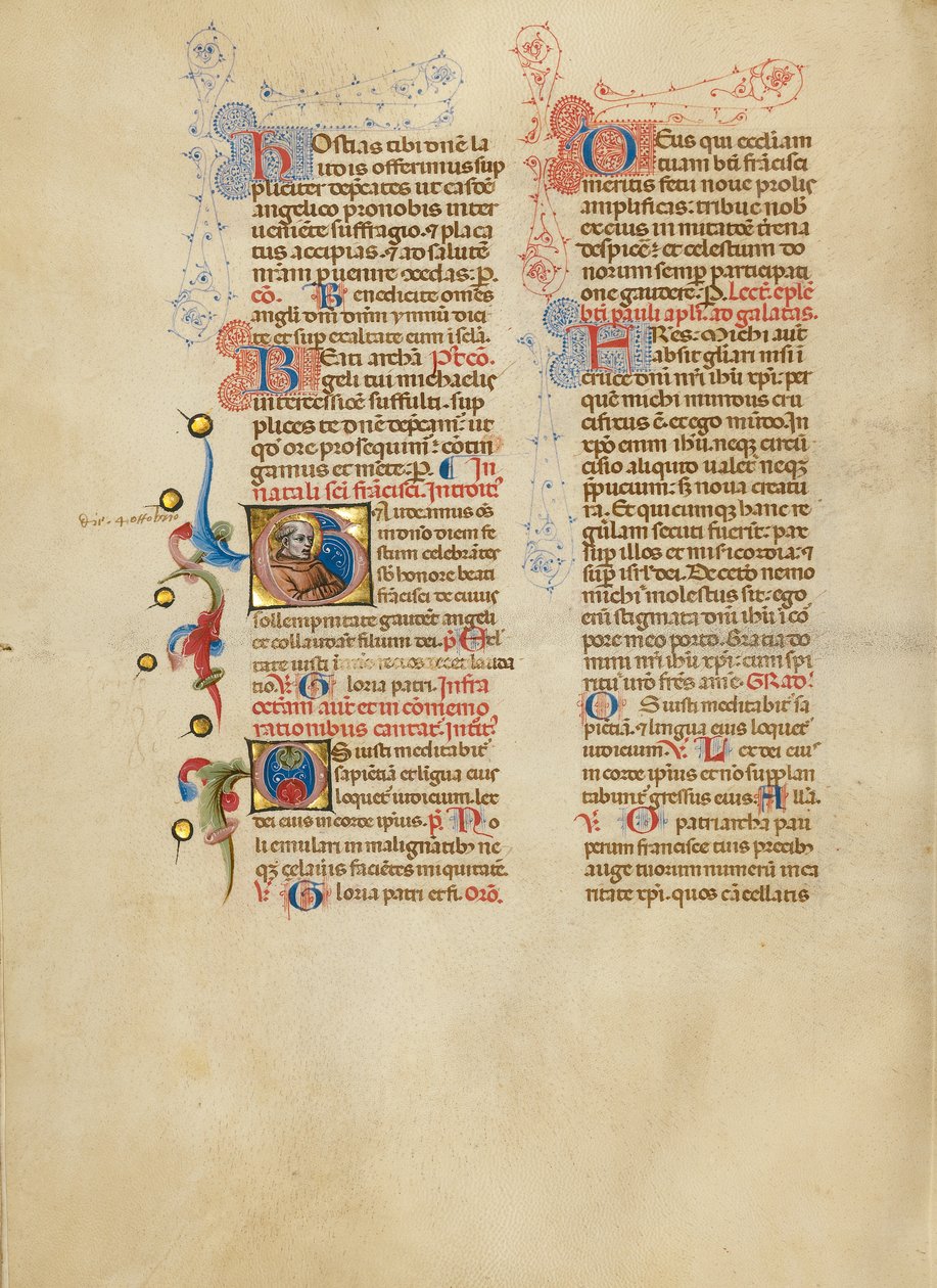 G iniziale: San Francesco da Master of the Brussels Initials
