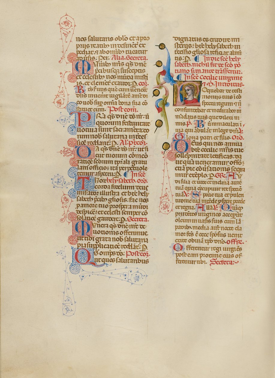 Iniziale L: Santa Cecilia da Master of the Brussels Initials