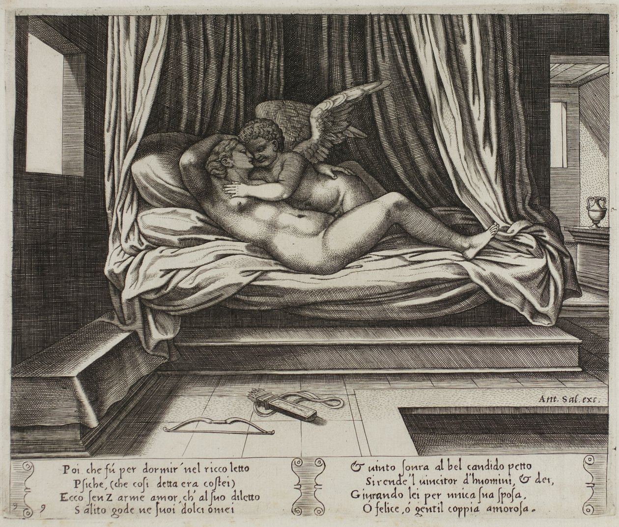 Cupido tra le braccia di Psiche da Master of the Die