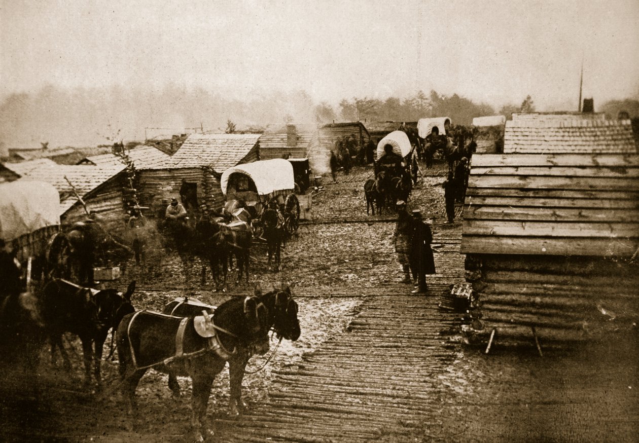 Quartieri invernali e strada di corduroy da Mathew B. Brady