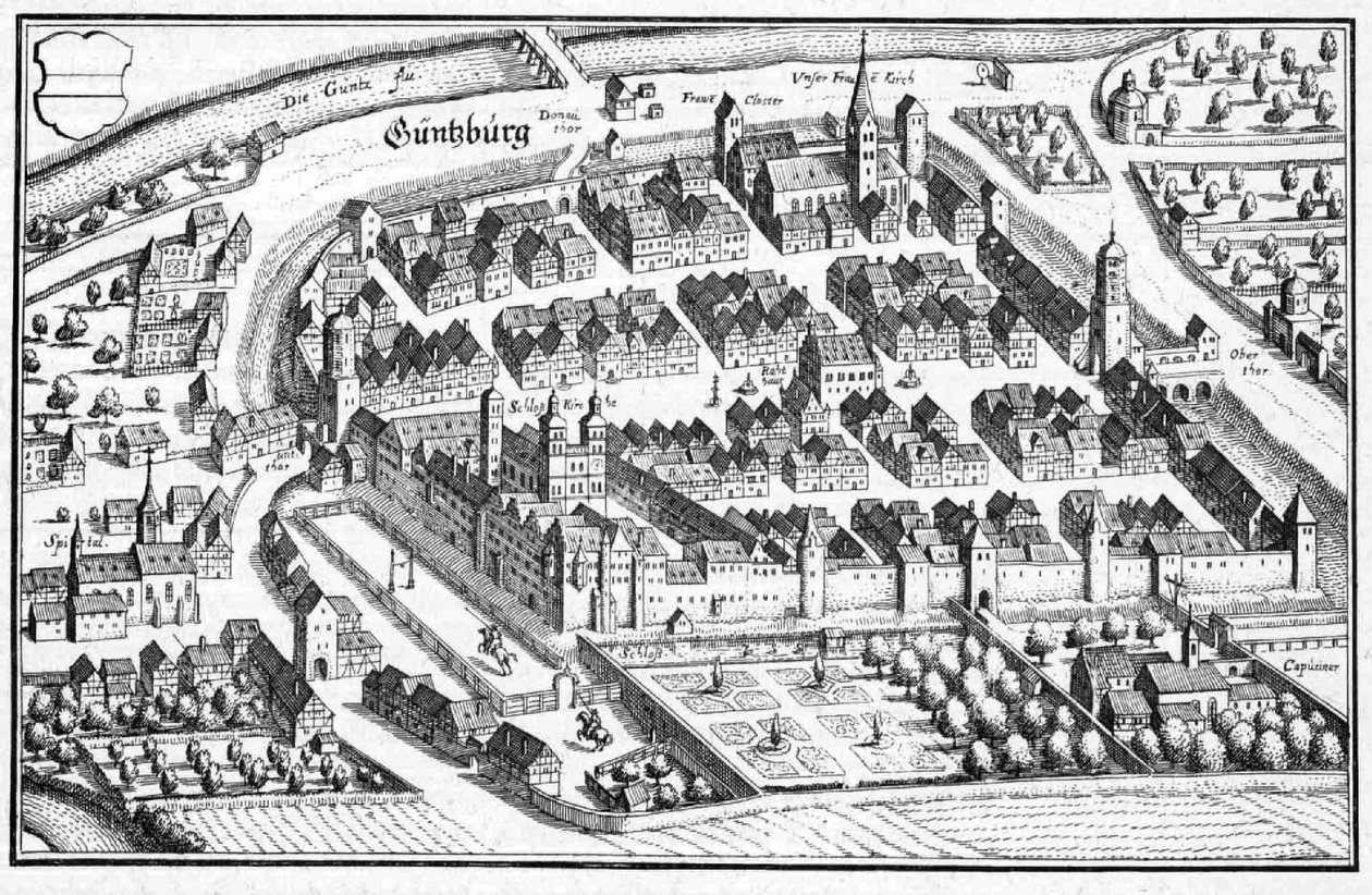 Güntzburg - estratto da Topographia Sueviae (Svevia) da Matthaus Merian