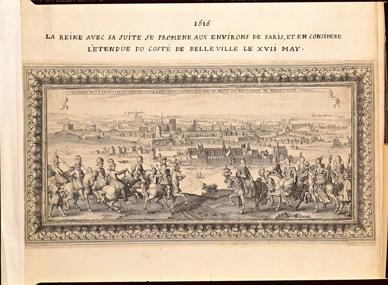 La regina con il suo seguito alla periferia di Parigi, 17 maggio 1616 da Matthaus the Elder Merian