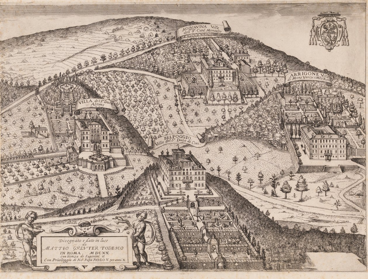 Veduta di Frascati e dintorni da Matthaus Greuter