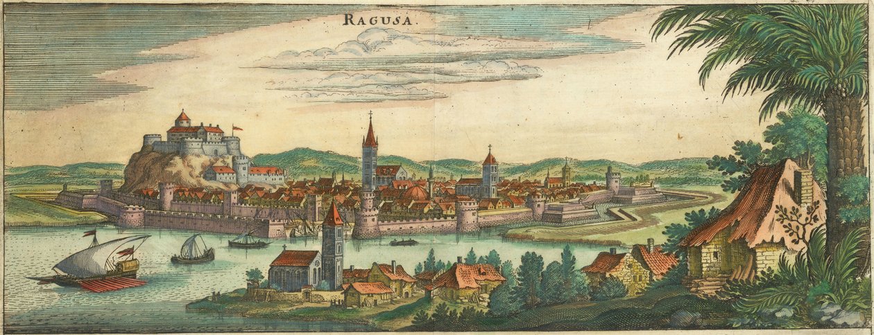 Dubrovnik - Ragusa, Negroponte (ritagliato) da Matthaus Merian