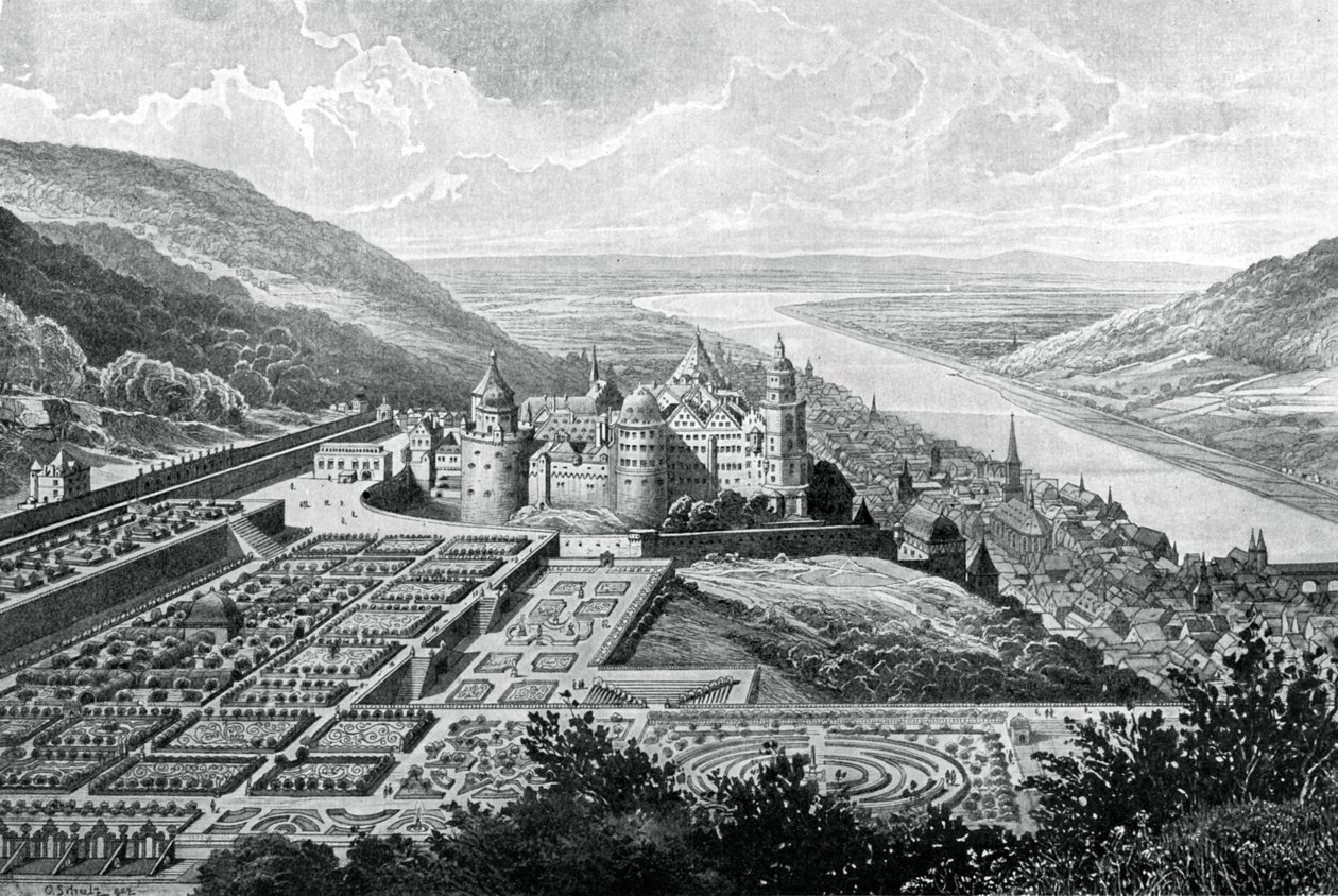 Castello di Heidelberg, Germania da Matthaus Merian