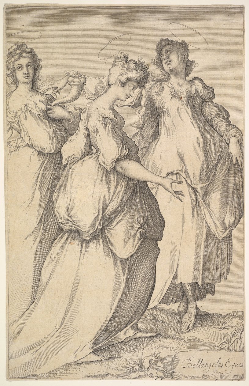 Tre figure femminili con aureola, ca. 1610-50 da Matthaus Merian