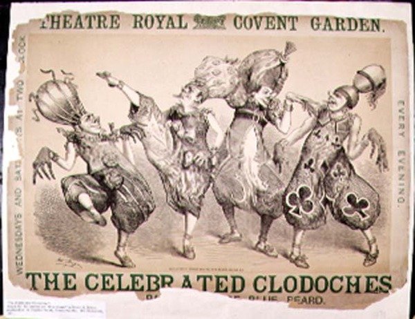 Il Celebrato Clodoches, poster per una pantomima di Barbablù prodotta da Henry J. Bryon, prodotta al Theatre Royal, Covent Garden, Londra, 1871 da Matthew Somerville Morgan