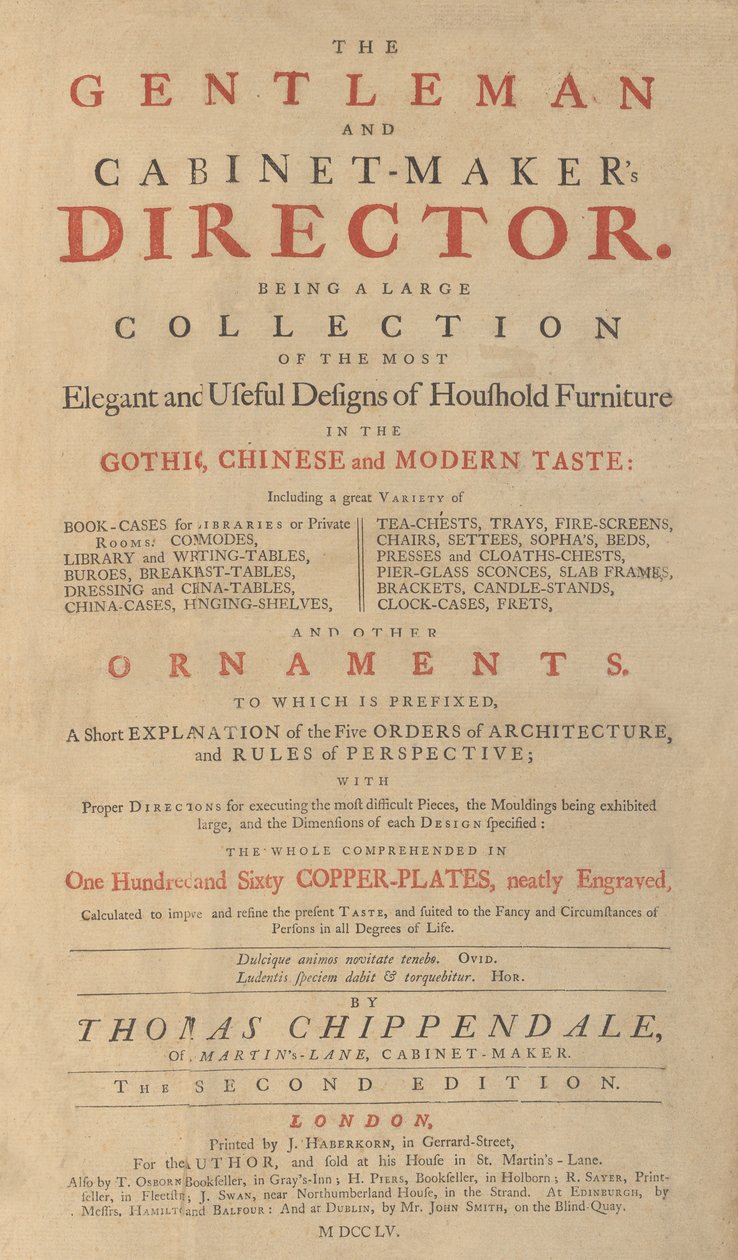Gentleman e Direttore del Falegname, 1755 da Matthew Darly