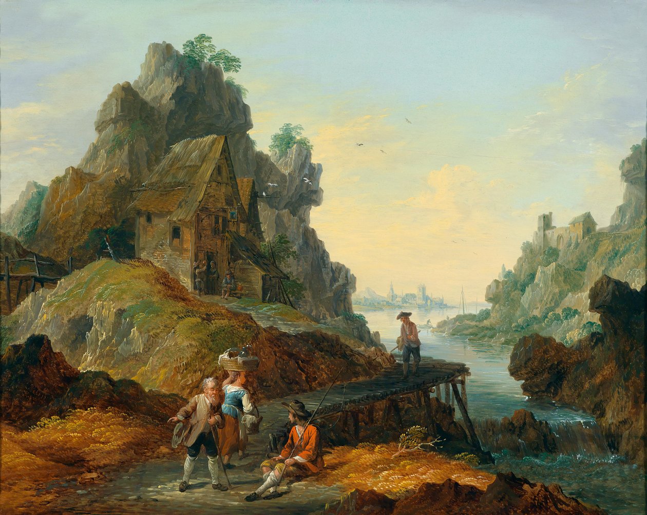 Paesaggio fluviale con pescatori da Matthias de Visch  