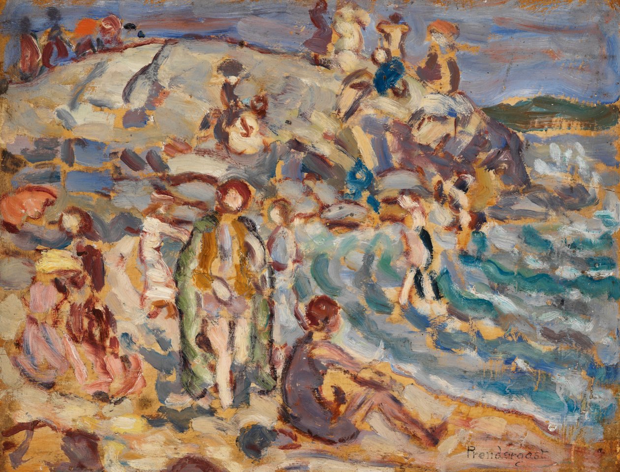 Scena di spiaggia e collina da Maurice Brazil Prendergast