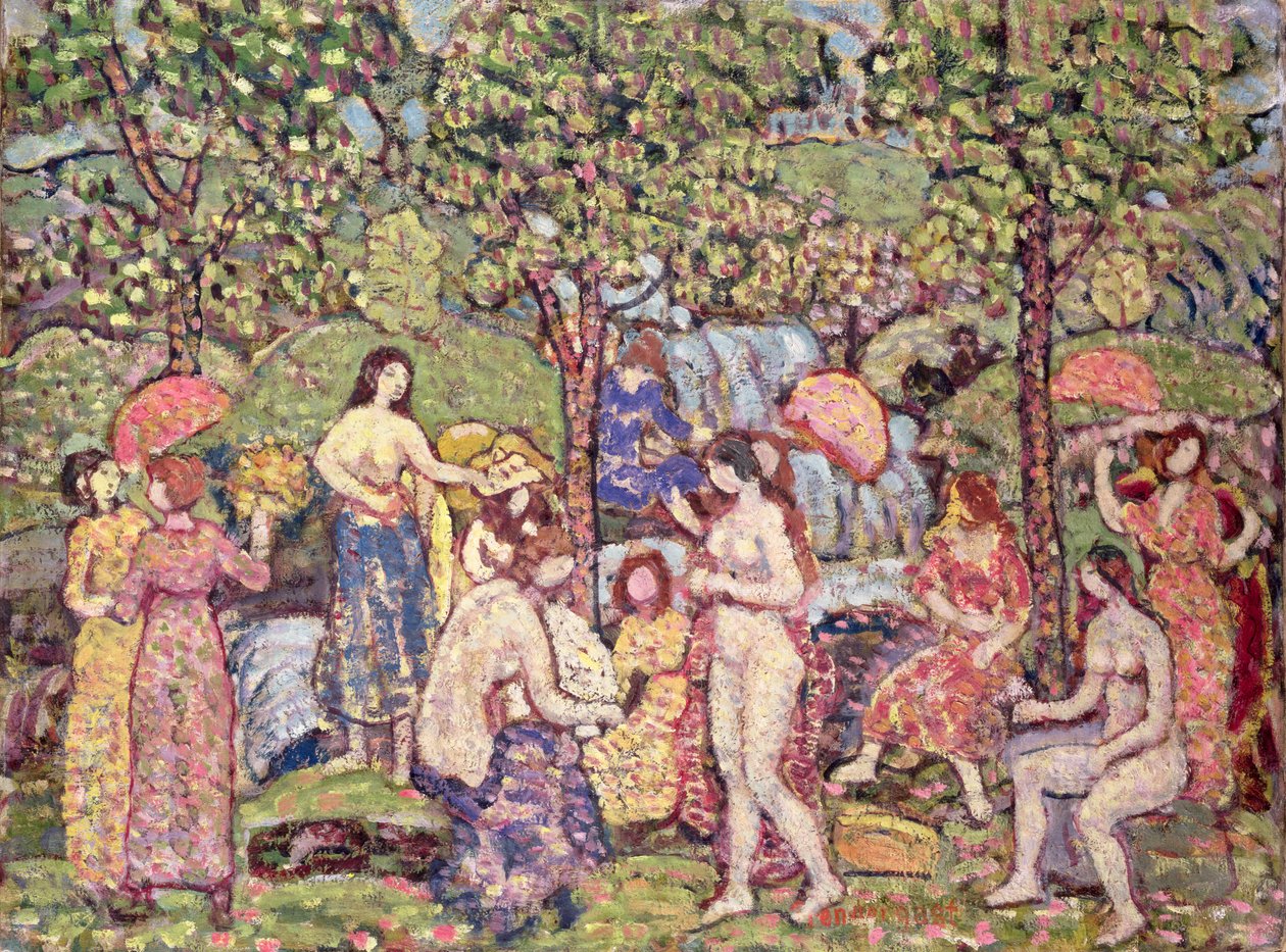 Idillio, nudi in un paesaggio, 1913-15 da Maurice Brazil Prendergast