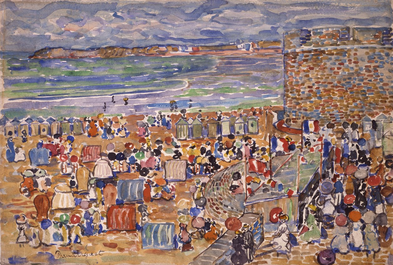 Sulla spiaggia, St. Malo, c.1907 da Maurice Brazil Prendergast