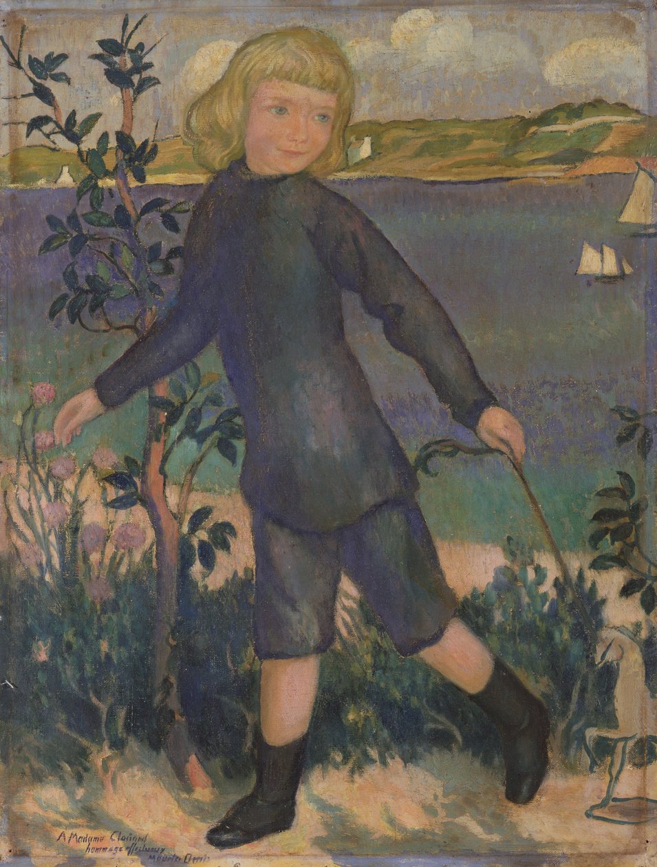 Joel con un cavallo di legno a Perros, c.1896 da Maurice Denis