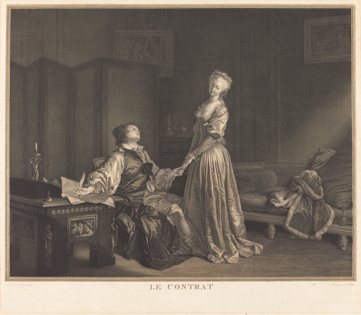 Il contratto da Maurice Blot after Jean Honoré Fragonard