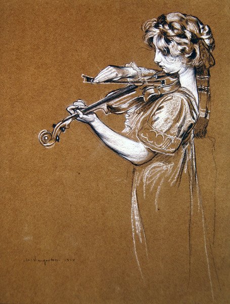 Giovane ragazza che suona un violino da Maurice Langaskens