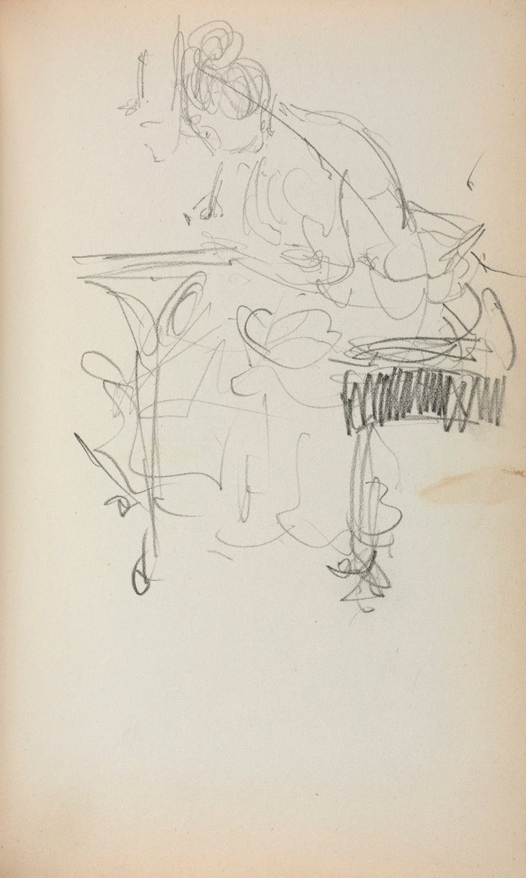 Taccuino degli schizzi italiani: Donna seduta che cuce (pagina 153) da Maurice Prendergast