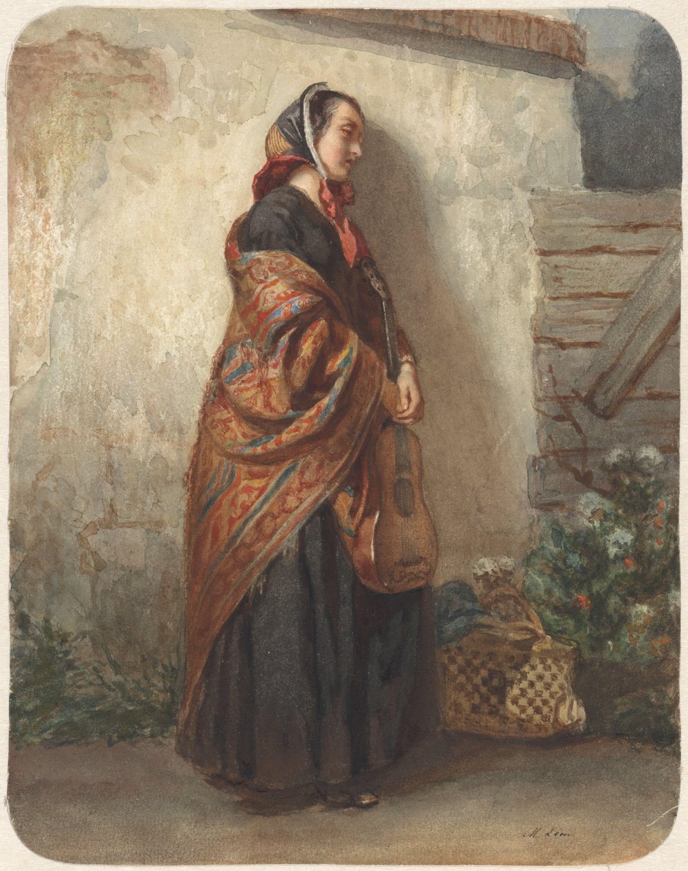 Donna in piedi con chitarra da Maurits Leon