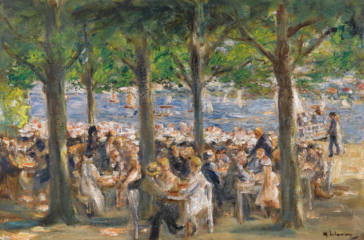Ristorante sul fiume Havel sotto gli alberi da Max Liebermann