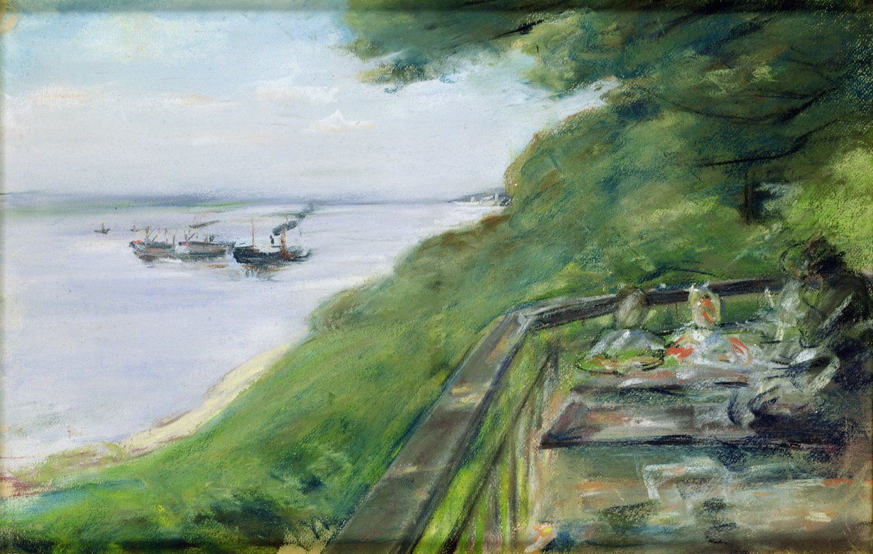 La terrazza del ristorante di Jacob a Nienstedten-an-der-Elbe, 1902 da Max Liebermann