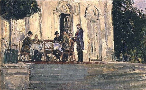 Cena sulla terrazza di Badenburg al Castello di Nymphenburg da Max Slevogt