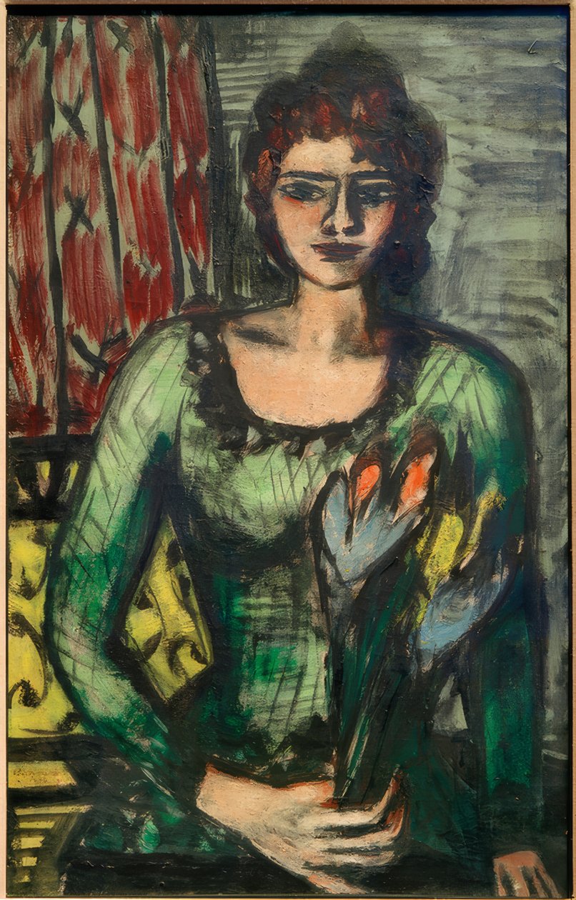Ritratto di Quappi in maglione verde da Max Beckmann