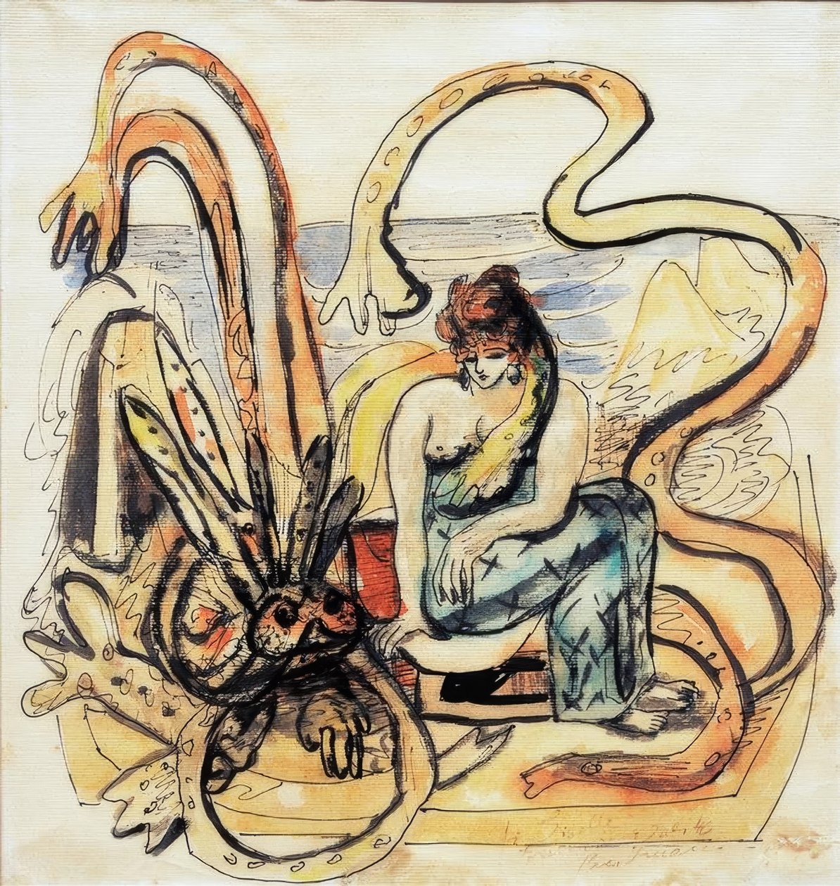 Vergine con il mostro (Donna con uomo marino) da Max Beckmann