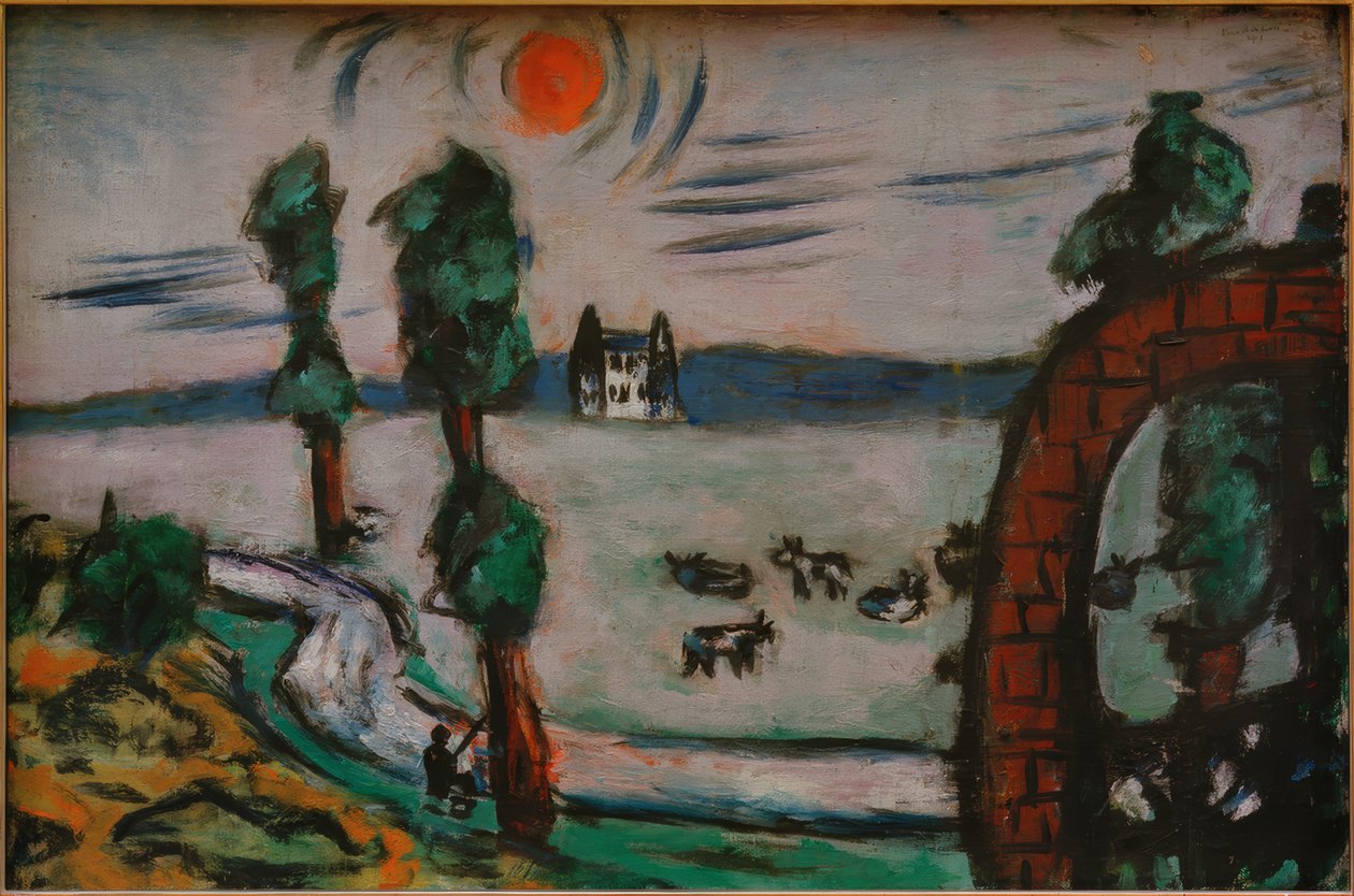 Paesaggio nebbioso con mucche da Max Beckmann