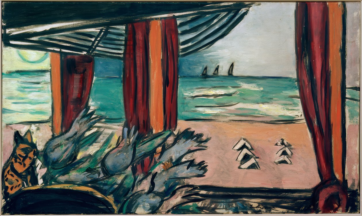 Paesaggio del Mare del Nord con tende da Max Beckmann