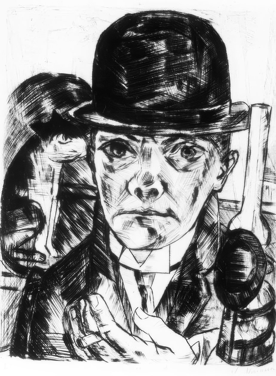 Autoritratto con cappello rigido da Max Beckmann