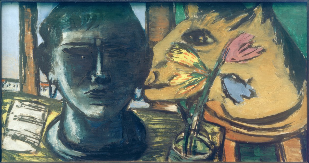 Natura morta con scultura da Max Beckmann