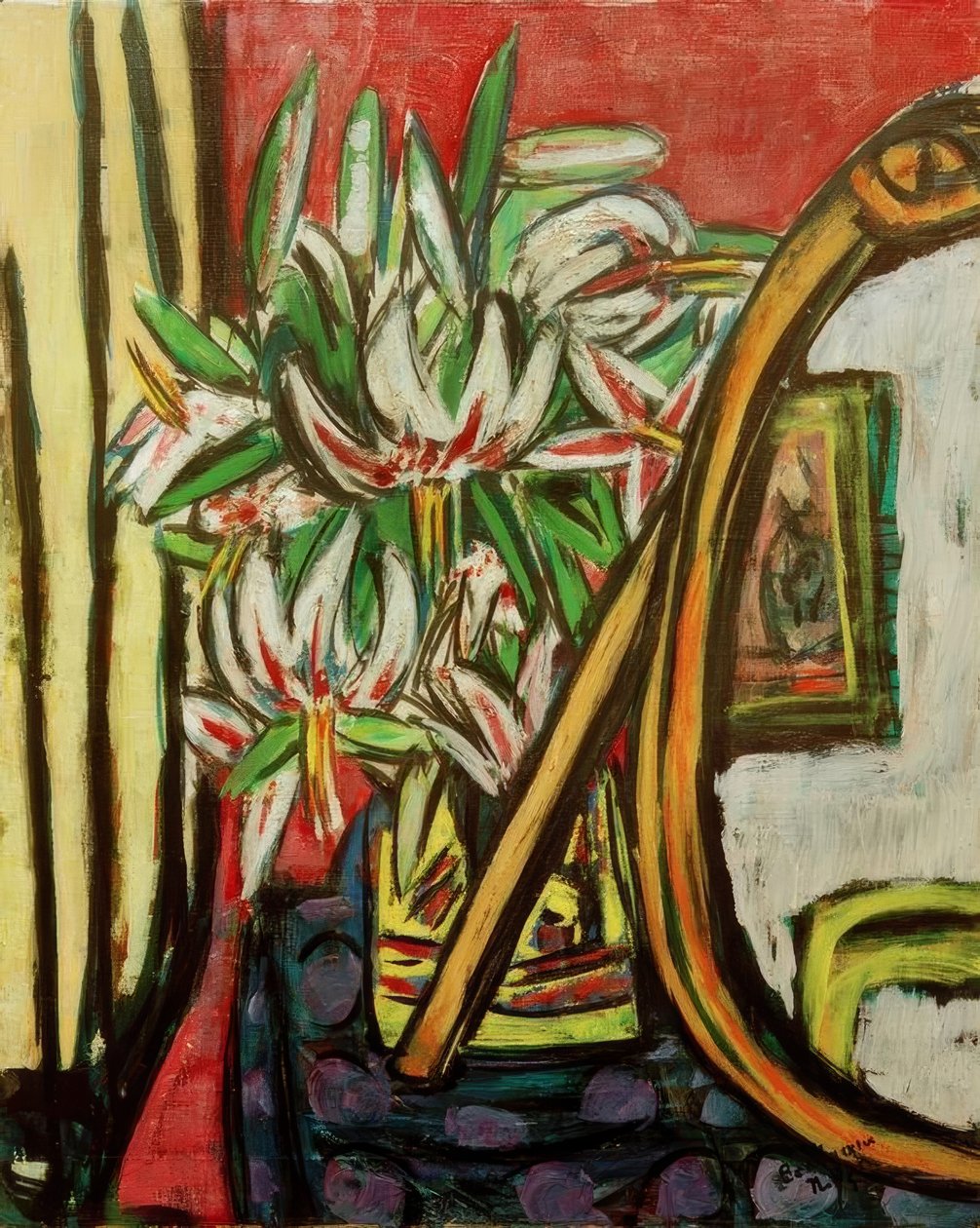 Natura morta con specchio e giglio martagone da Max Beckmann
