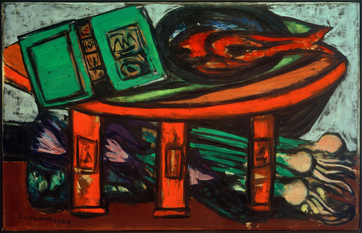 Natura morta con libro verde e ravanelli da Max Beckmann