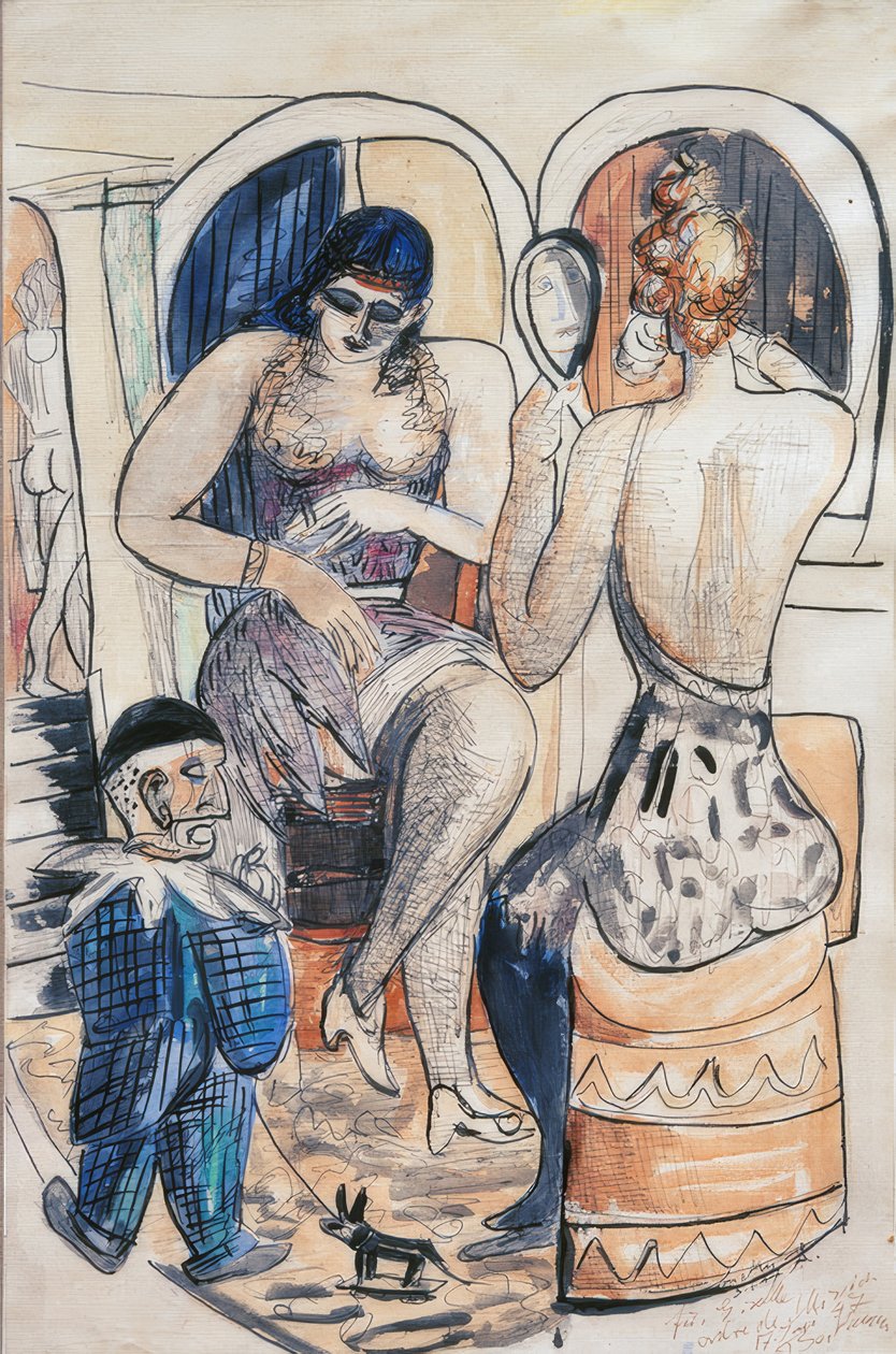 Due ballerine (Ragazza con nano blu) da Max Beckmann