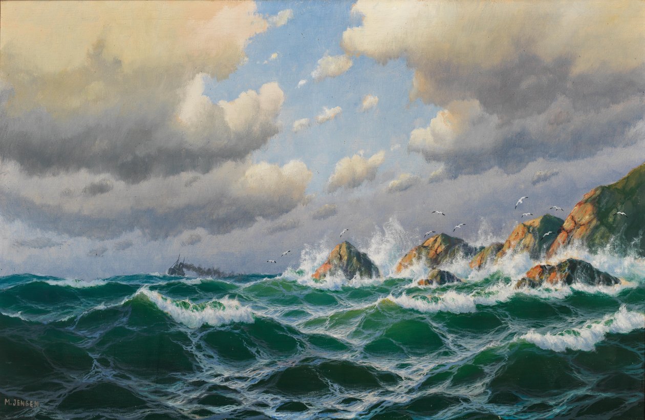Tedesco: Vaporetto al largo della costa in tempesta da Max Jensen