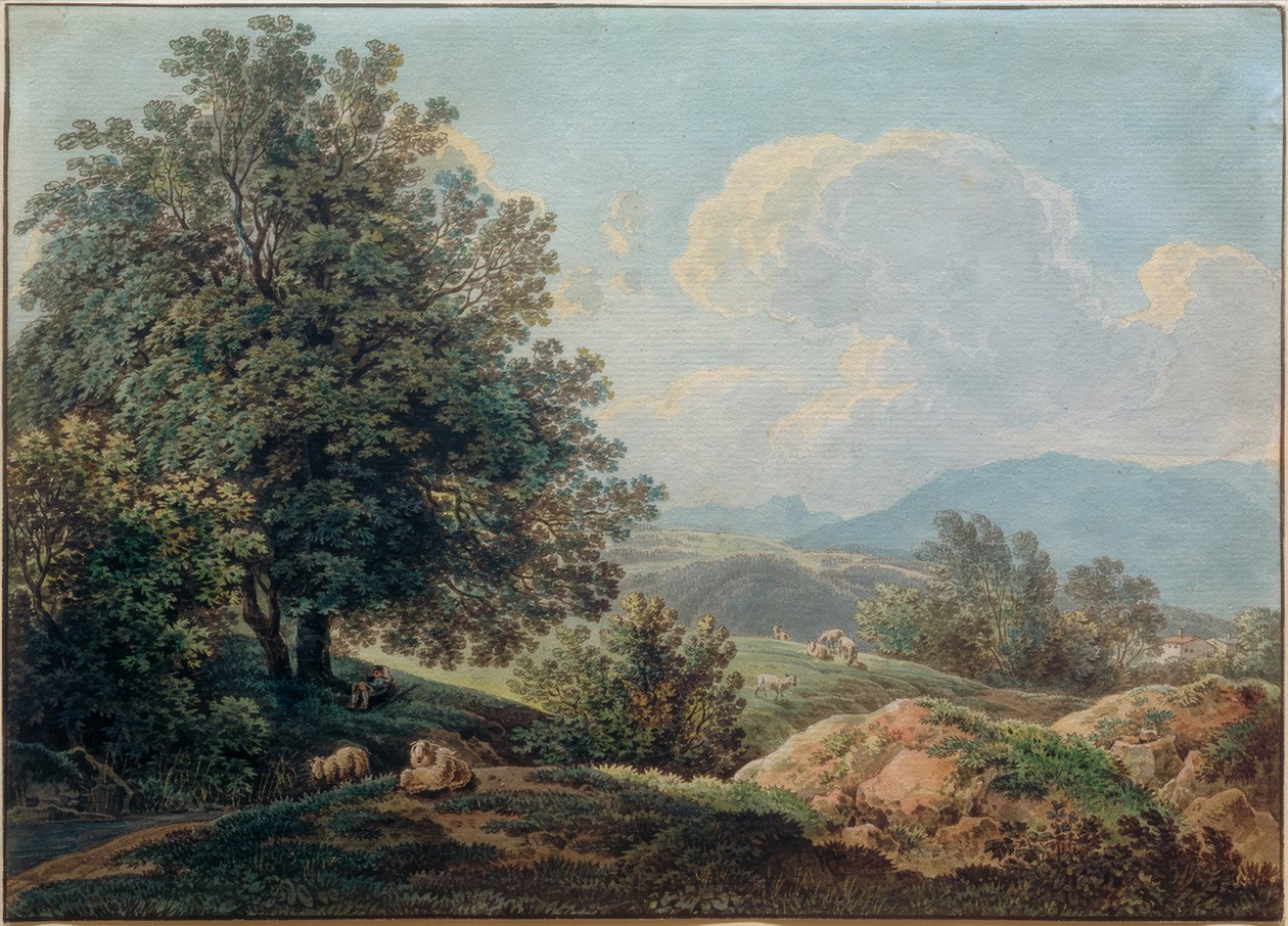 Paesaggio prealpino con pastore dormiente da Max Joseph Wagenbauer