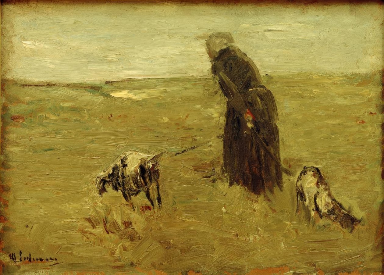 Vecchia donna con capre da Max Liebermann