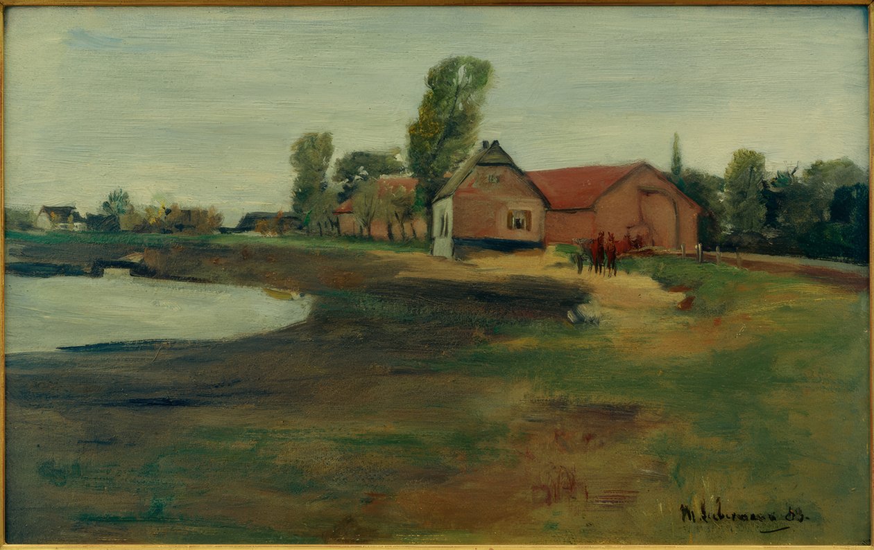 Strada del villaggio a Militsch (Paesaggio con stagno) da Max Liebermann