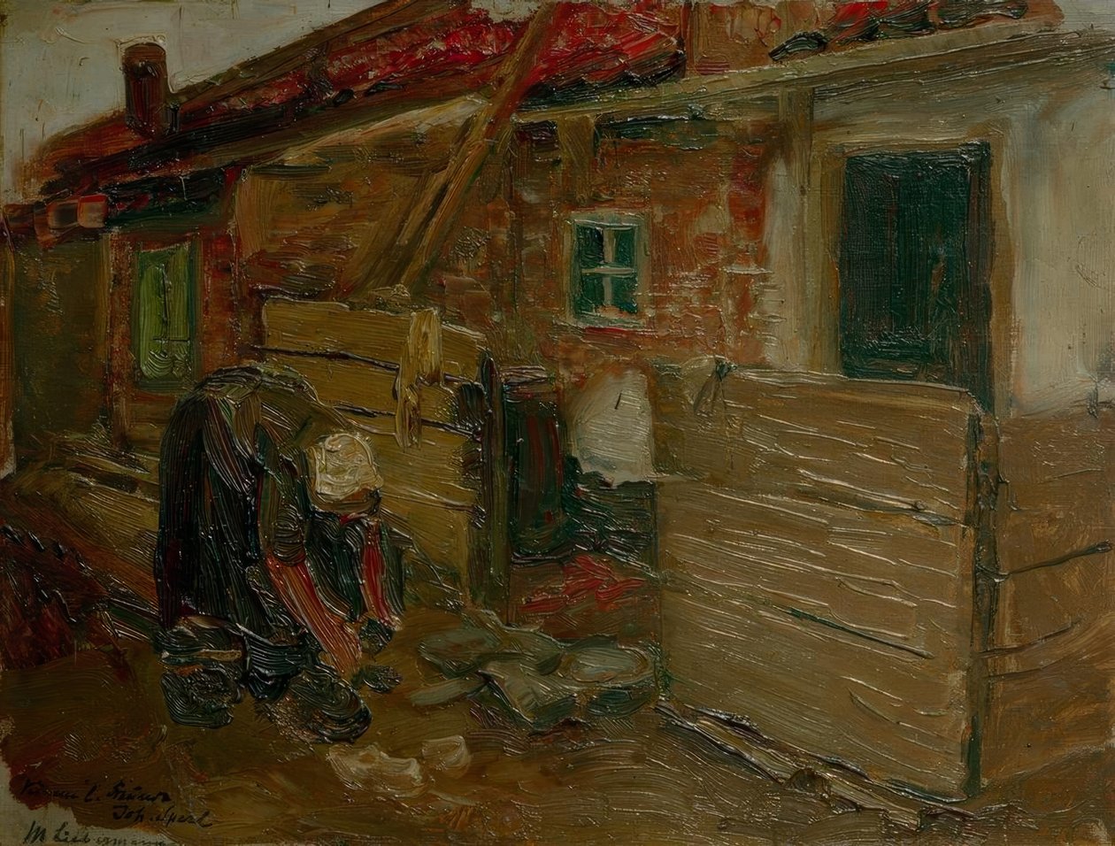 Casa contadina olandese con donna da Max Liebermann