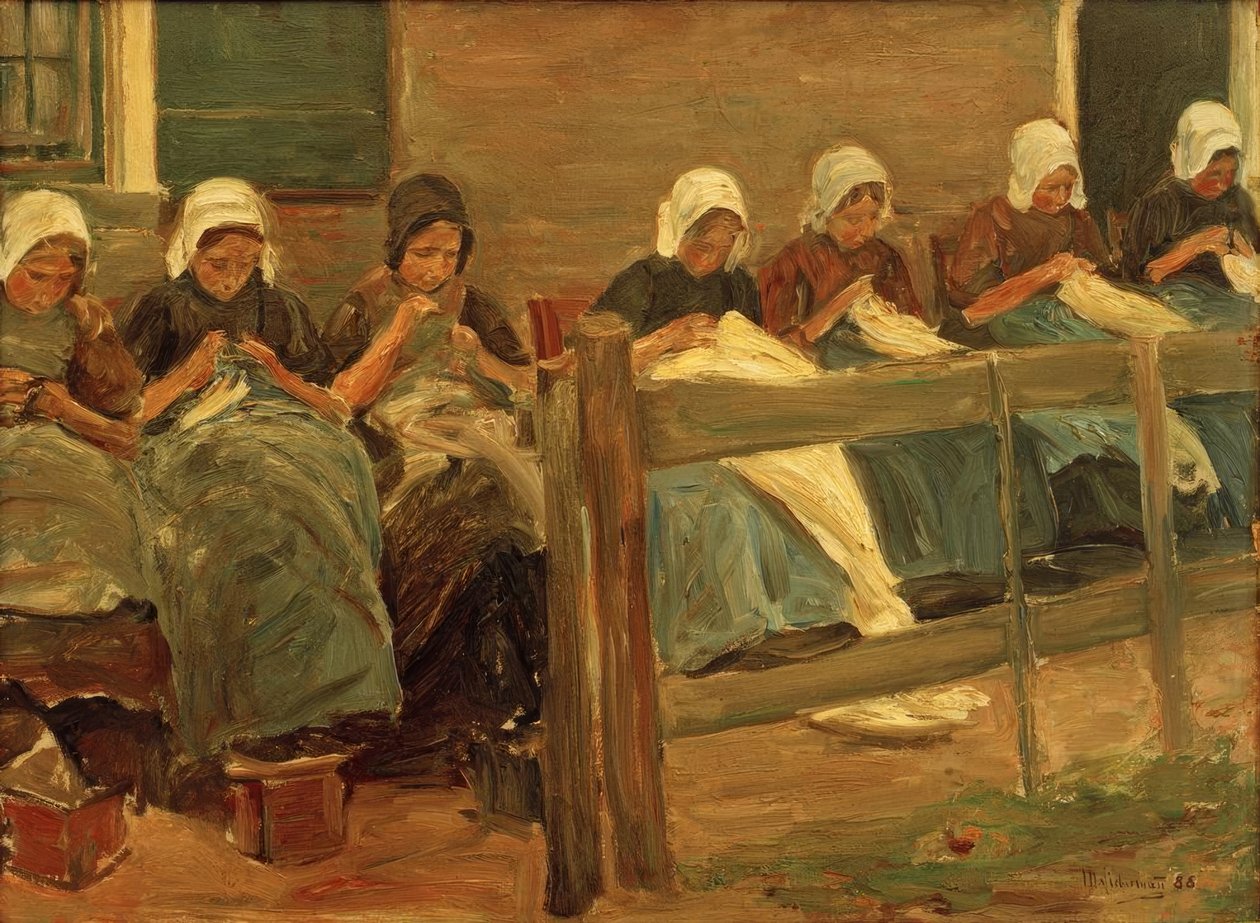 Ragazze che cuciono a Huyzen da Max Liebermann